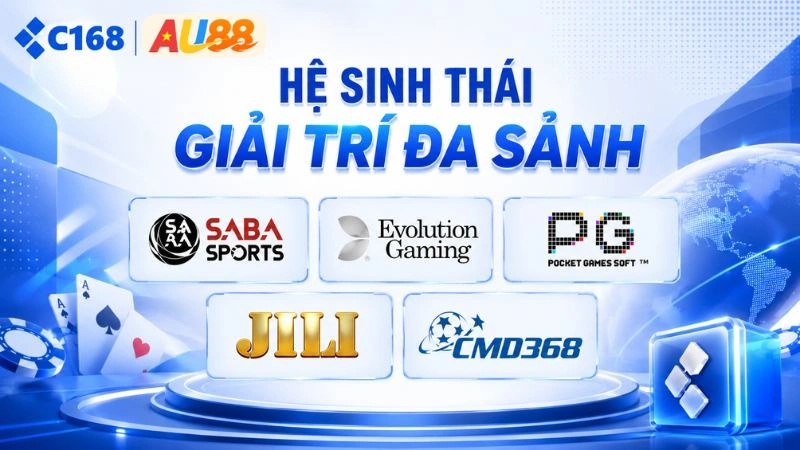 C168 12 Tổng hợp các logo đối tác cung cấp sảnh cược uy tín tại C168 như Saba Sports, Evolution Gaming, PG Soft và CMD368.